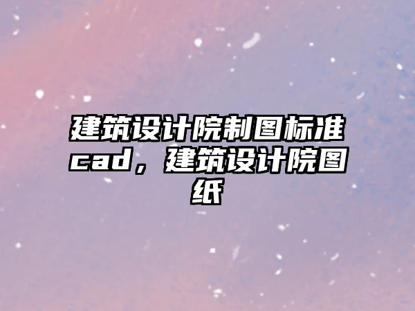 建筑設(shè)計院制圖標準cad，建筑設(shè)計院圖紙