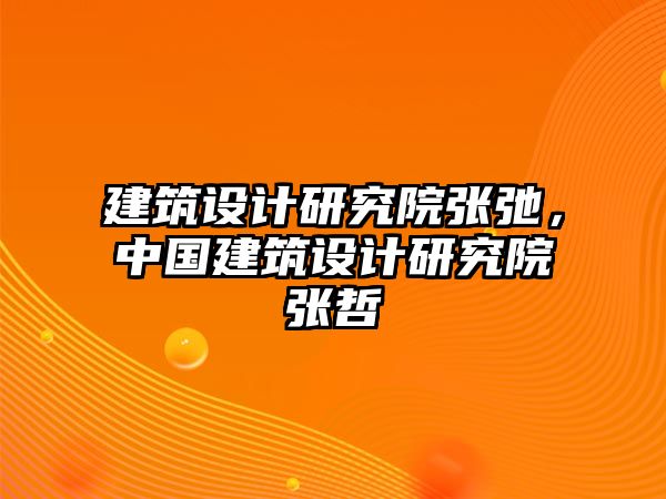 建筑設(shè)計研究院張弛，中國建筑設(shè)計研究院張哲