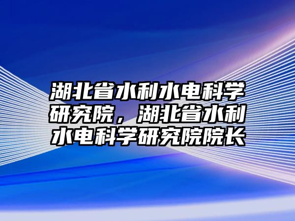 湖北省水利水電科學研究院，湖北省水利水電科學研究院院長