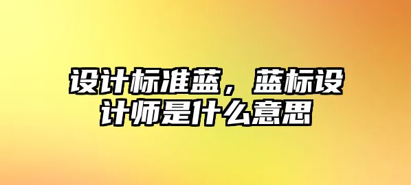 設(shè)計(jì)標(biāo)準(zhǔn)藍(lán)，藍(lán)標(biāo)設(shè)計(jì)師是什么意思