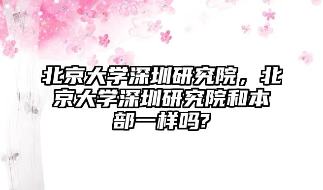 北京大學深圳研究院，北京大學深圳研究院和本部一樣嗎?