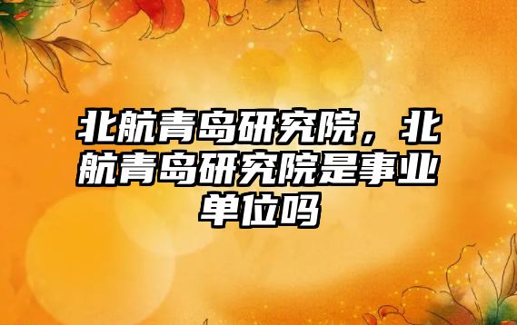 北航青島研究院，北航青島研究院是事業(yè)單位嗎