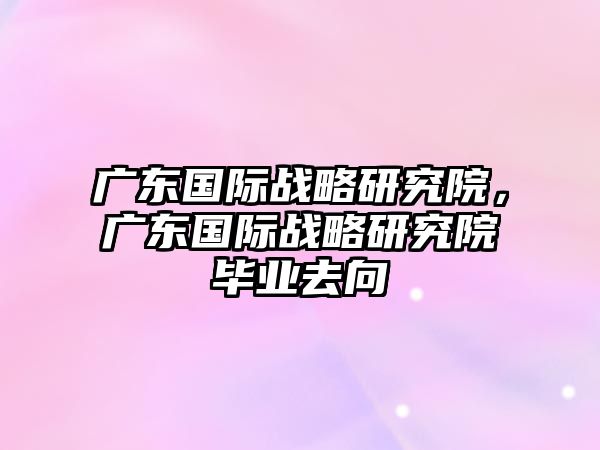 廣東國(guó)際戰(zhàn)略研究院，廣東國(guó)際戰(zhàn)略研究院畢業(yè)去向