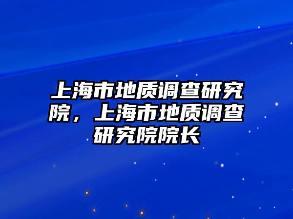 上海市地質(zhì)調(diào)查研究院，上海市地質(zhì)調(diào)查研究院院長