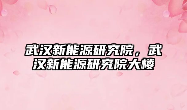 武漢新能源研究院，武漢新能源研究院大樓