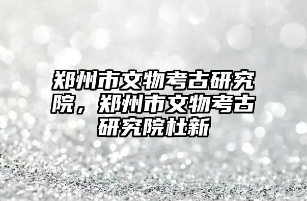 鄭州市文物考古研究院，鄭州市文物考古研究院杜新